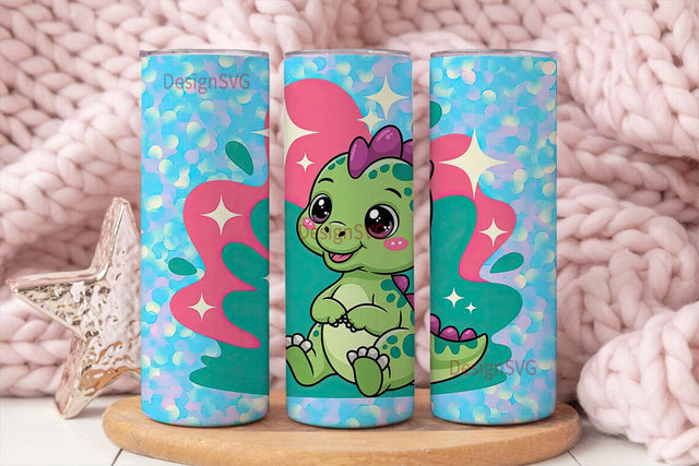 Cute Dinosaur Tumbler Wrap Sublimation DesignSVG 