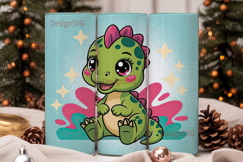 Cute Dinosaur Tumbler Wrap Sublimation DesignSVG 