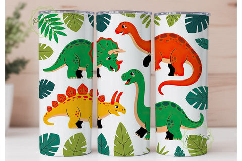 Cute Dinosaur Tumbler Wrap Sublimation PixelChick 
