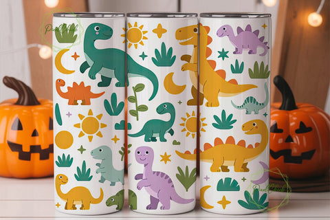 Cute Dinosaur Tumbler Wrap Sublimation PixelChick 