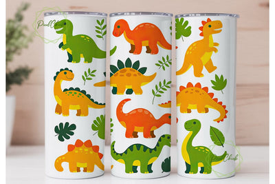 Cute Dinosaur Tumbler Wrap Sublimation PixelChick 