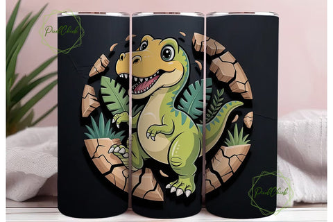 Cute Dinosaur Tumbler Wrap Sublimation PixelChick 