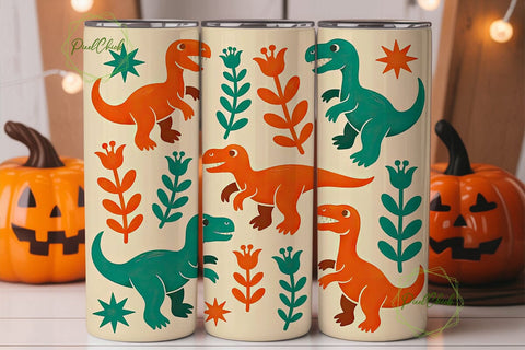 Cute Dinosaur Tumbler Wrap Sublimation PixelChick 