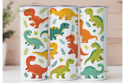 Cute Dinosaur Tumbler Wrap Sublimation PixelChick 