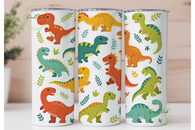 Cute Dinosaur Tumbler Wrap Sublimation PixelChick 
