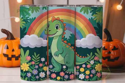Cute Dinosaur Tumbler Wrap Sublimation PixelChick 
