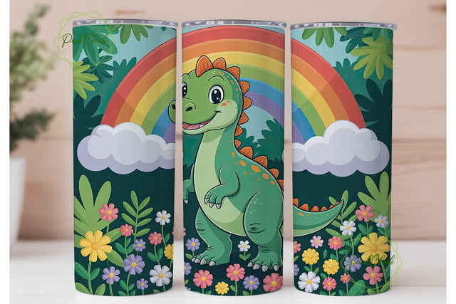 Cute Dinosaur Tumbler Wrap Sublimation PixelChick 