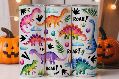 Cute Dinosaur Tumbler Wrap Sublimation PixelChick 