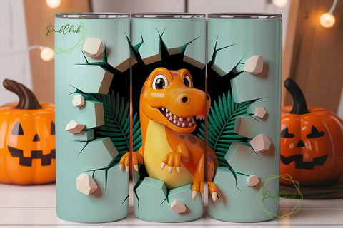 Cute Dinosaur Tumbler Wrap Sublimation PixelChick 