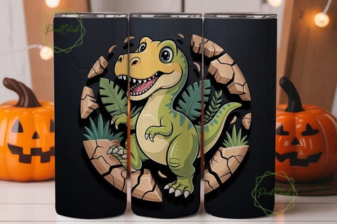 Cute Dinosaur Tumbler Wrap Sublimation PixelChick 
