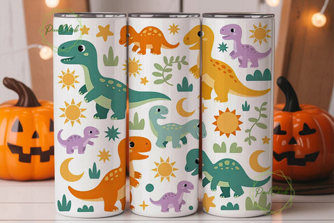 Cute Dinosaur Tumbler Wrap Sublimation PixelChick 