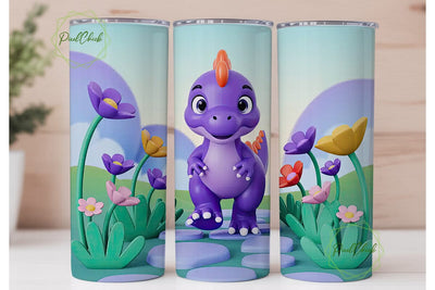 Cute Dinosaur Tumbler Wrap Sublimation PixelChick 