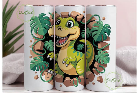 Cute Dinosaur Tumbler Wrap Sublimation PixelChick 
