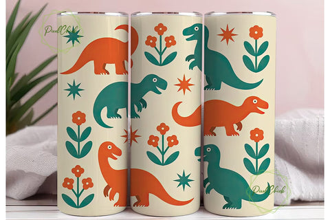 Cute Dinosaur Tumbler Wrap Sublimation PixelChick 