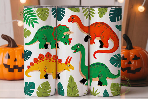 Cute Dinosaur Tumbler Wrap Sublimation PixelChick 