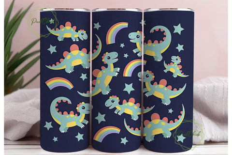 Cute Dinosaur Tumbler Wrap Sublimation PixelChick 