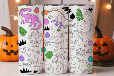 Cute Dinosaur Tumbler Wrap Sublimation PixelChick 