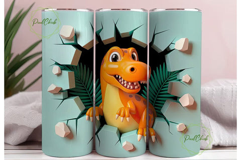 Cute Dinosaur Tumbler Wrap Sublimation PixelChick 