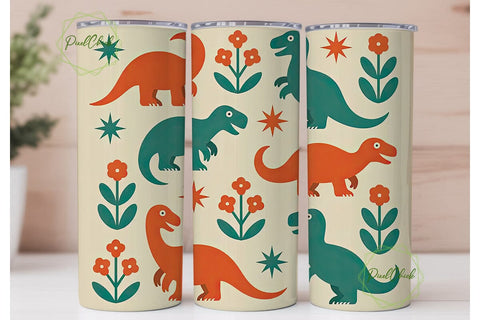 Cute Dinosaur Tumbler Wrap Sublimation PixelChick 