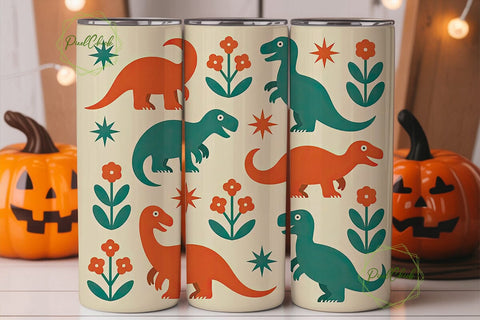 Cute Dinosaur Tumbler Wrap Sublimation PixelChick 