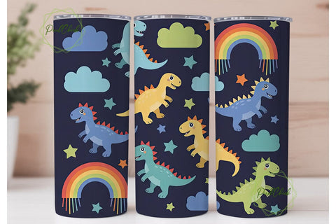 Cute Dinosaur Tumbler Wrap Sublimation PixelChick 