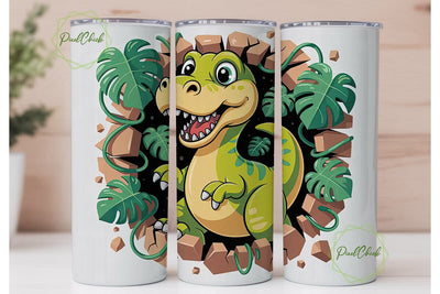 Cute Dinosaur Tumbler Wrap Sublimation PixelChick 
