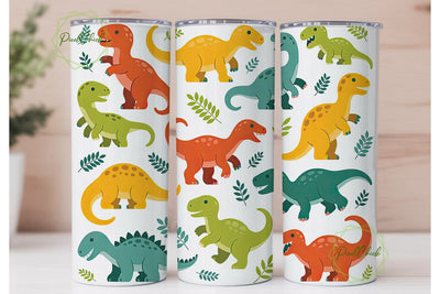 Cute Dinosaur Tumbler Wrap Sublimation PixelChick 