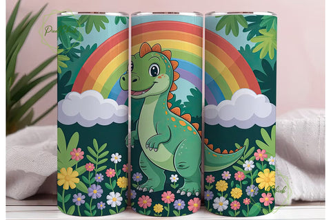 Cute Dinosaur Tumbler Wrap Sublimation PixelChick 