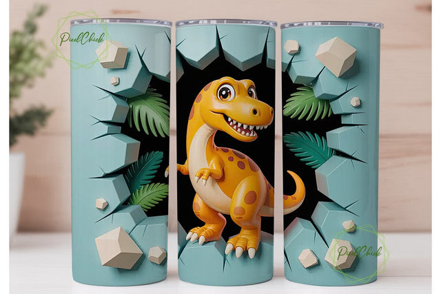 Cute Dinosaur Tumbler Wrap Sublimation PixelChick 