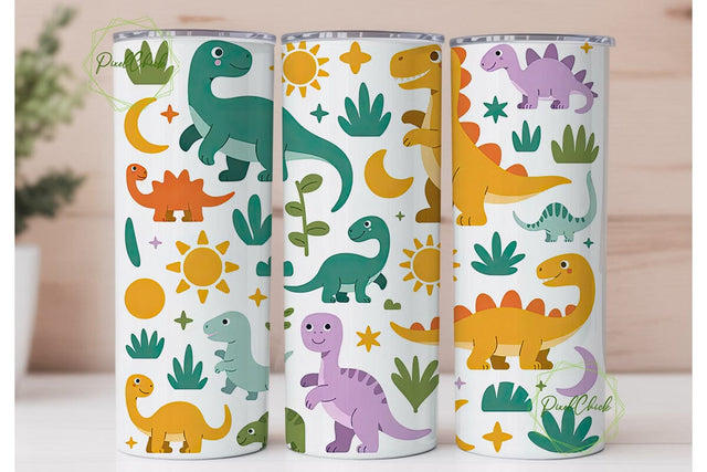 Cute Dinosaur Tumbler Wrap Sublimation PixelChick 