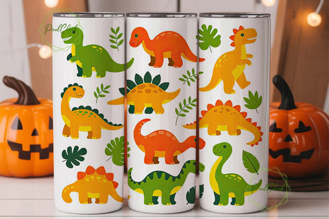 Cute Dinosaur Tumbler Wrap Sublimation PixelChick 