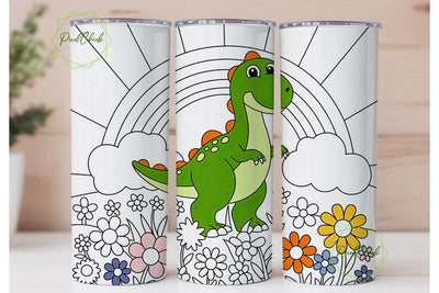 Cute Dinosaur Tumbler Wrap Sublimation PixelChick 