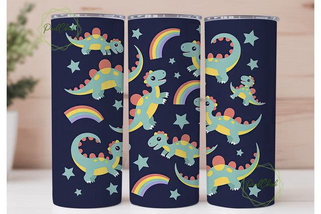 Cute Dinosaur Tumbler Wrap Sublimation PixelChick 