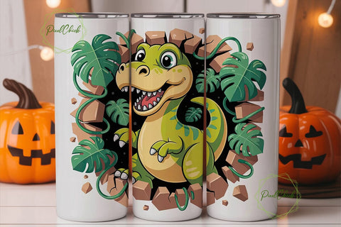Cute Dinosaur Tumbler Wrap Sublimation PixelChick 