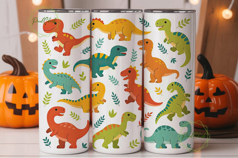 Cute Dinosaur Tumbler Wrap Sublimation PixelChick 