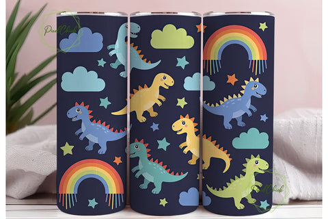 Cute Dinosaur Tumbler Wrap Sublimation PixelChick 