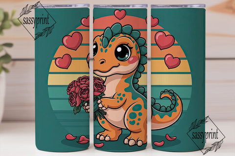 Cute Dinosaur Valentine's 20oz Tumbler Sublimation sassyprint 