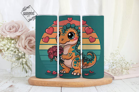 Cute Dinosaur Valentine's 20oz Tumbler Sublimation sassyprint 