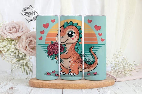 Cute Dinosaur Valentine's 20oz Tumbler Sublimation sassyprint 
