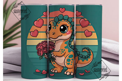 Cute Dinosaur Valentine's 20oz Tumbler Sublimation sassyprint 