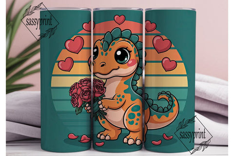 Cute Dinosaur Valentine's 20oz Tumbler Sublimation sassyprint 