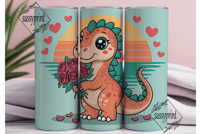 Cute Dinosaur Valentine's 20oz Tumbler Sublimation sassyprint 