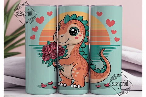 Cute Dinosaur Valentine's 20oz Tumbler Sublimation sassyprint 
