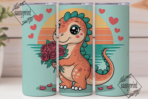 Cute Dinosaur Valentine's 20oz Tumbler Sublimation sassyprint 