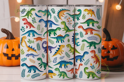 Cute Dinosaurs 20oz Tumbler Wrap Sublimation PixelChick 