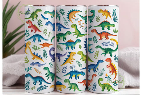 Cute Dinosaurs 20oz Tumbler Wrap Sublimation PixelChick 