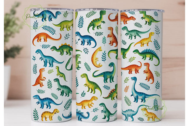 Cute Dinosaurs 20oz Tumbler Wrap Sublimation PixelChick 