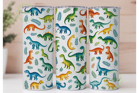 Cute Dinosaurs 20oz Tumbler Wrap Sublimation PixelChick 