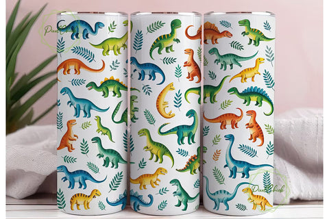 Cute Dinosaurs 20oz Tumbler Wrap Sublimation PixelChick 