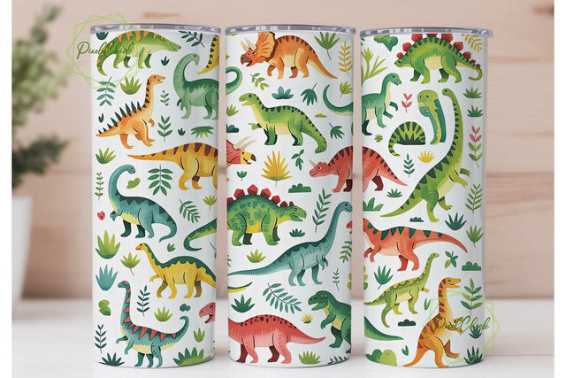 Cute Dinosaurs Tumbler Wrap Sublimation PixelChick 